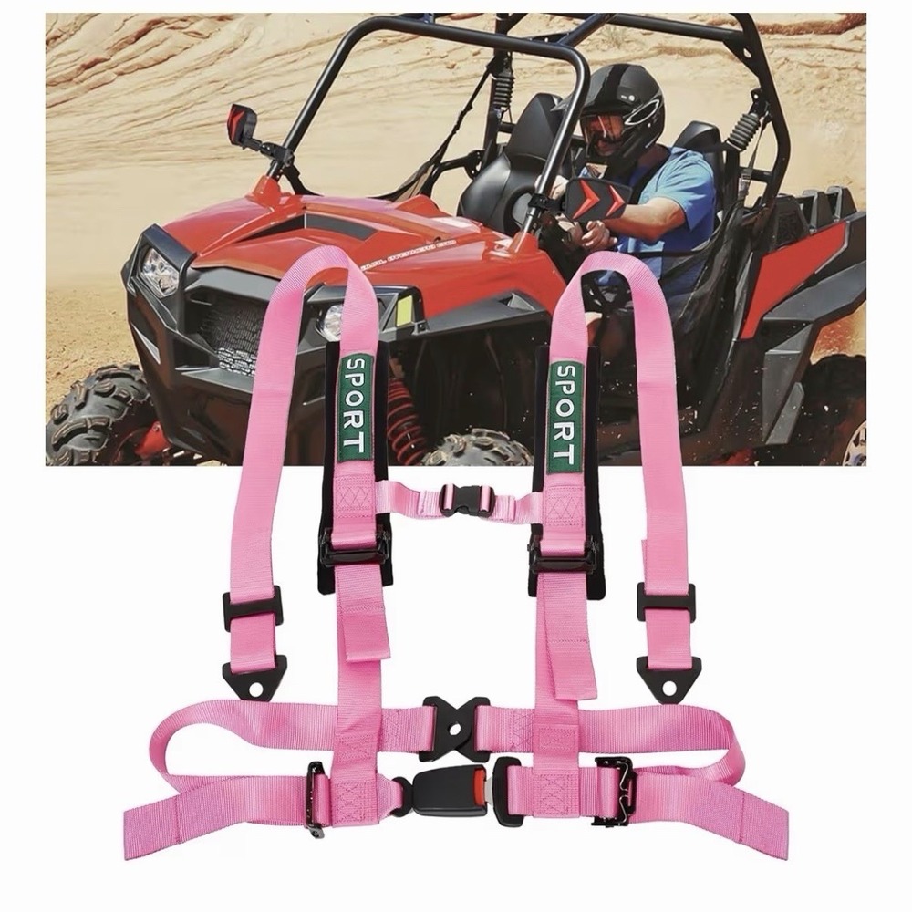 4 Point Racing Harness Seat Belt Buckle 2" Strap with Ultra Shoulder Pad ATV UTV